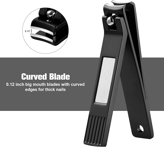 HAWATOUR Manicure Set Pedicure Kit, Heavy Duty Zinc Alloy Stainless Steel Fingernail Clippers Toenail Clippers Nail File with Tin Case, Premium Manicure Tools for Nail Care, Black