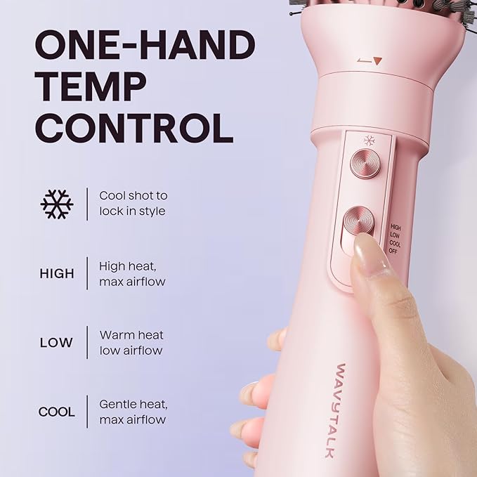 Wavytalk Hair Dryer Brush Set, Air Sculpt 4-in-1 Hot Air Brush Set, Multi Hair Styler for Salon Blowouts, Smooth Curls, Volumizing and Straightening, Sleek and Less Frizz, Pink