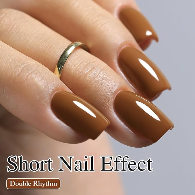 Double Rhythm 15ML Gel Polish Pure Sheer Same Color Same Bottle Soak Off Gel Polish Art Manicure Salon DIY at Home for Women (Brown-A1444)