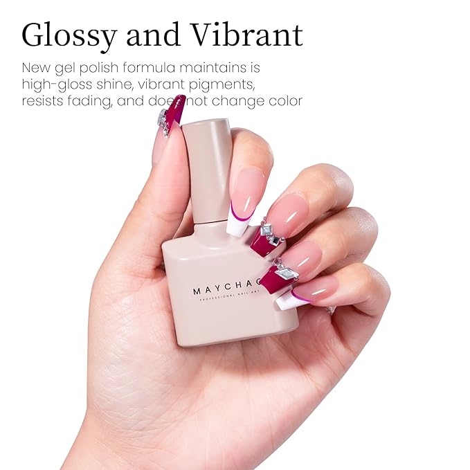 MAYCHAO 15ML Magenta Gel Nail Polish 1Pc Viva Magenta Gel Polish Soak Off UV LED Nail Polish Nail Art Starter Manicure Salon DIY at Home, 0.5 OZ