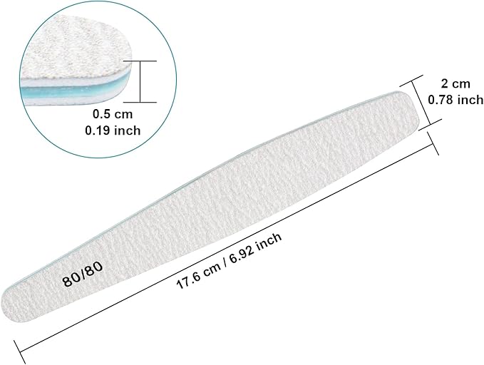 Diesisa 15pcs 80/80 Grit Nail Files for Natural Nails, Double Sided Emery Boards for Nails, Professional Nail Files for Acrylic Nails for Home & Salon (limas para manicura)