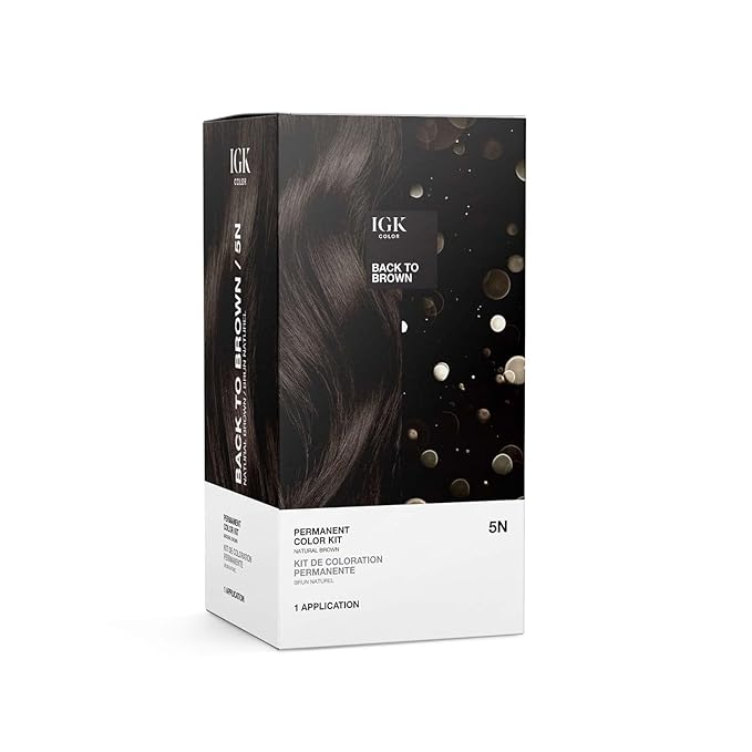 IGK Permanent Hair Dye Color Kit | 5N Back To Brown - Natural Brown | 100% Gray Color Coverage + Strengthen + Shine | Ammonia Free