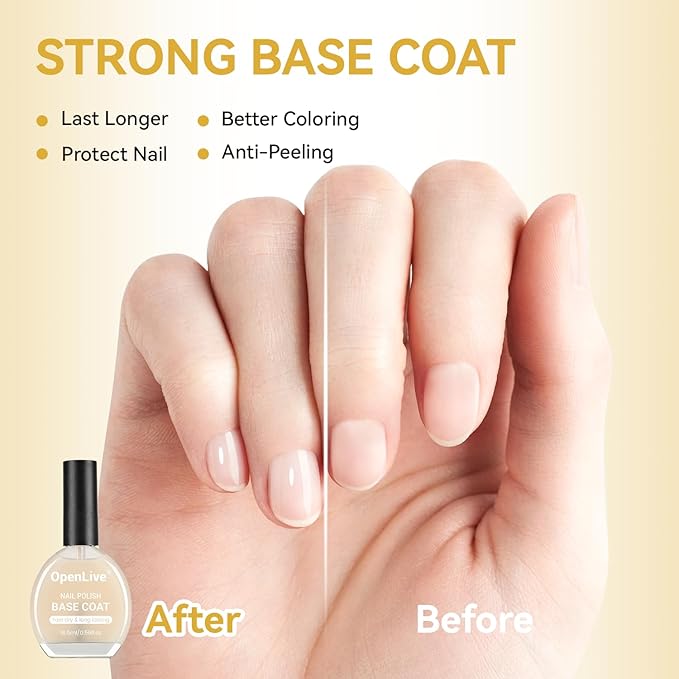 3PCS 16.5ml Quick Dry Base and Top Coat Nail Polish and Gel Remover Set, Base and Top Coat No U V Lamp Curing, Gel Polish Remover for Quick and Easy Removal At Home