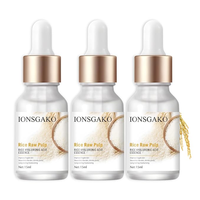 Crema De Arroz para La Piel De Cara Y Cerrar Los Poros Quitar Manchas White Rice Serum for Face Essence Deep Moisturizing Nourishing Suero Crema Para Las Manchas En De La Cara(3PCS)