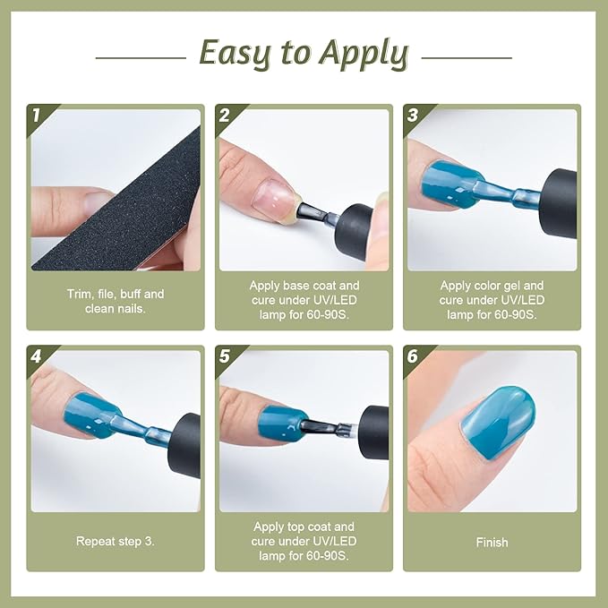 JODSONE 60 PCS Gel Nail Polish Kit with U V Light 55 Colors Gel Polish Base Top Coat Manicure Gifts