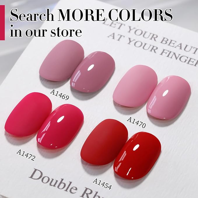 Double Rhythm 15ML Gel Nail Polish Pure Sheer Same Color Same Bottle Soak Off Gel Polish Art Manicure Salon DIY at Home for Women (Red Pink-A1472)