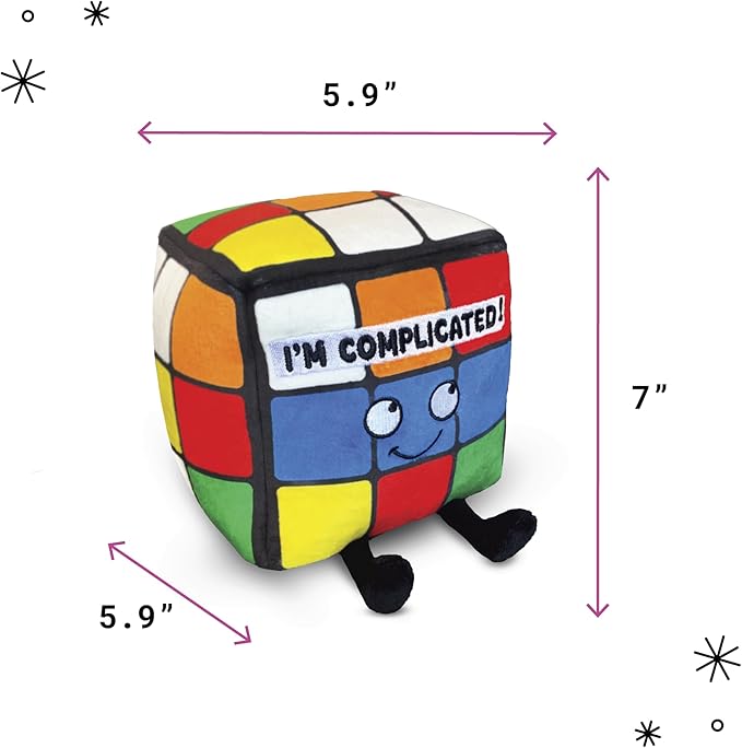 Punchkins Cube Plushie - I'm Complicated Funny Cube Plush, Gift for Puzzle Lovers, Sassy Plush Toy for Gifting