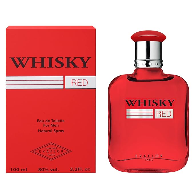 WHISKY RED Eau De Toilette For Men – Passionate And Powerful Scent With Bergamot, Lavender And Vetiver – For The Ambitious And Balanced Man – Made In France By EVAFLORPARIS – 3.4 Fl Oz