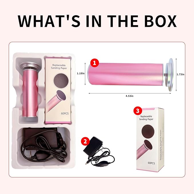 Dermave Electric Foot Callus Remover – Pedicure Tool with 60pcs Sanding Discs, Electric Foot Callus Remover, Callus Remover for Feet - Foot File for Dead Cracked Skin, Men/Women (Pink)