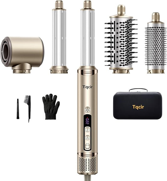 5-in-1 Professional Hair Dryer Brush, Powerful Multi-Styler with Auto-Wrap Curlers, Fast Drying Curling Straightening Volumizing Without Heat Damage, Storage Case Best Gift for Girl/Women
