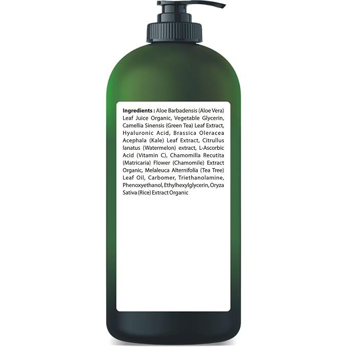 Being Naturals Aloe vera Gel - from 100% Pure Organic Aloe - Natural Raw Moisturizer for Face, Body, Hair. Perfect for Sunburn, Acne, Razor Bumps 16.9 fl oz (Tea Tree, Superfood, Hyaluronic Acid)