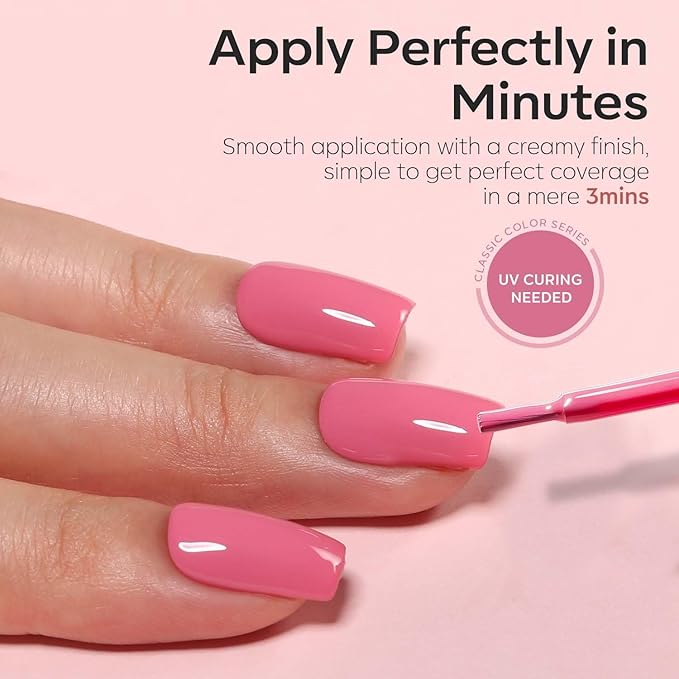 modelones Gel Nail Polish, 15 ML Pink Light Pink Gel Polish Nail Polish High Gloss Soak Off U V French Nail Manicure Salon DIY for Women Girls
