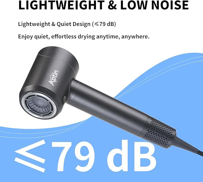 Ionic Hair Dryer, Dual Overheat Protection & Anti-Static Ion Care, High-Speed Wind, Low Noise, 2 Heat & 2 Speed Settings, Durable PA+Glass Fiber Shell, Lightweight with Concentrator Nozzle