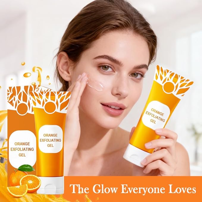 Orange Exfoliating Gel for Face and Body, Deep Pore Orange Peeling Scrub, Cleaning Pores, Remove Blackheads Moisturize Cleansing Smooth,Facial Exfoliating Gel for All Skin