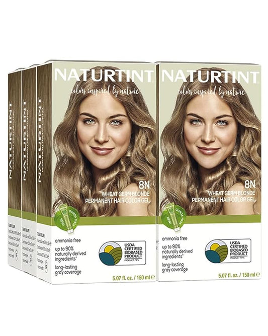 Naturtint 8N Wheat Germ Blonde Permanent Hair Color (Pack of 6), Ammonia Free, Vegan, Cruelty Free, up to 100% Gray Coverage, Long Lasting Results (Packaging may vary)