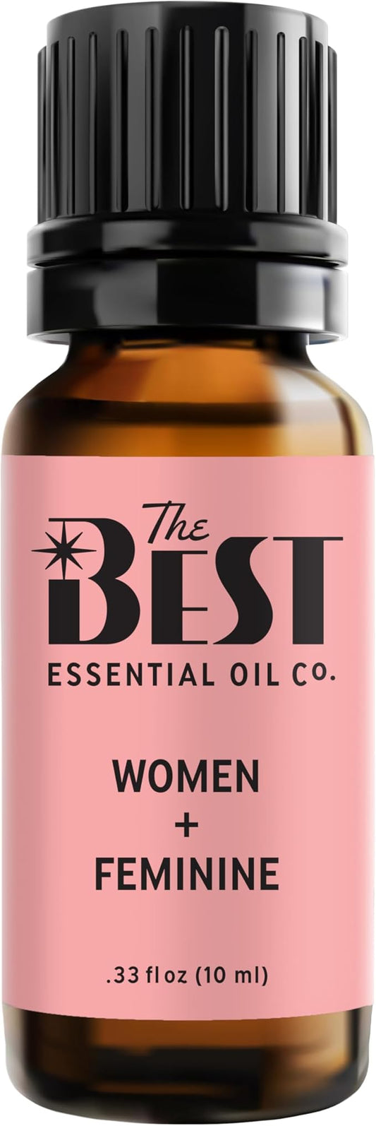 The Best Women + Feminine Essential Oil Blend- Premium Grade- 100% Pure & Natural for Aromatherapy, Diffuser, Spa, Massage, Air Freshener- 10 ml (.33 fl oz)