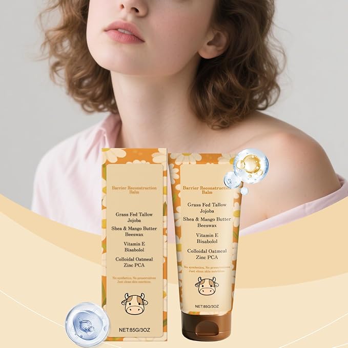 Tallow Glow Balm,Tallow and Honey Balm,with Colloidal Oatmeal,Deep Nourishment to Support Skin's Natural Barrier,Soothes and Replenishes Dry Skin.