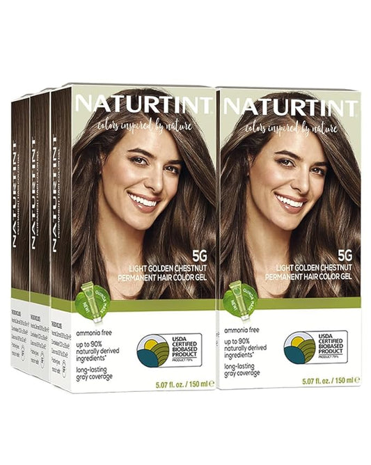Naturtint 5G Light Golden Chestnut Permanent Hair Color (Pack of 6), Ammonia Free, Vegan, Cruelty Free, up to 100% Gray Coverage, Long Lasting Results (Packaging may vary)