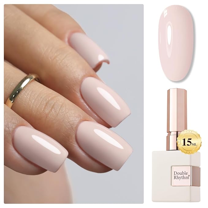 Double Rhythm 15ML Gel Nail Polish Pure Sheer Same Color Same Bottle Soak Off Gel Polish Art Manicure Salon DIY at Home for Women (Cream Nude Pink-A1332)