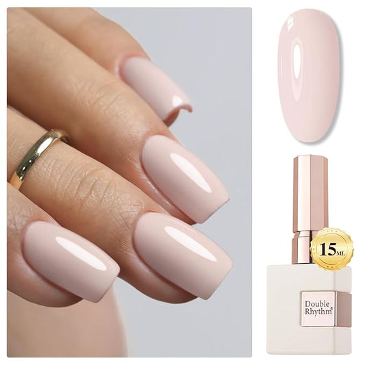 Double Rhythm 15ML Gel Nail Polish Pure Sheer Same Color Same Bottle Soak Off Gel Polish Art Manicure Salon DIY at Home for Women (Cream Nude Pink-A1332)
