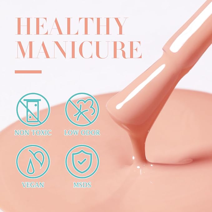 Double Rhythm Gel Polish 15ML Pure Sheer Same Color Same Bottle Soak Off Gel Polish Nail Art Manicure Salon DIY at Home for Women (Milky Orange Pink-A1317)