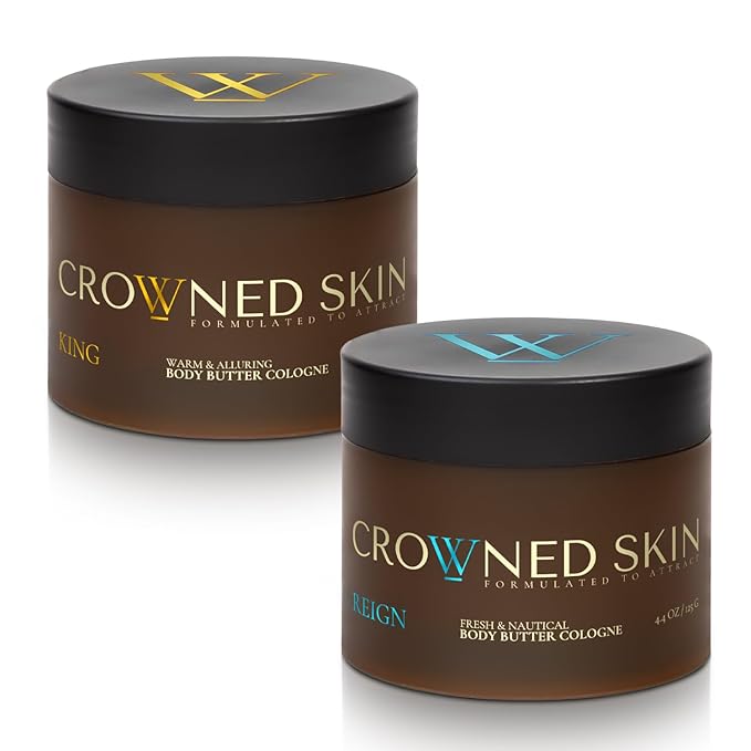 Crowned Skin King and Reign Body Butter Cologne Bundle | New Moisturizing Formula | Skin Care Set with Sandalwood, Leather, Fresh, & Nautical Scents | Natural Shea & Mango Butters | All-Day Fragrance