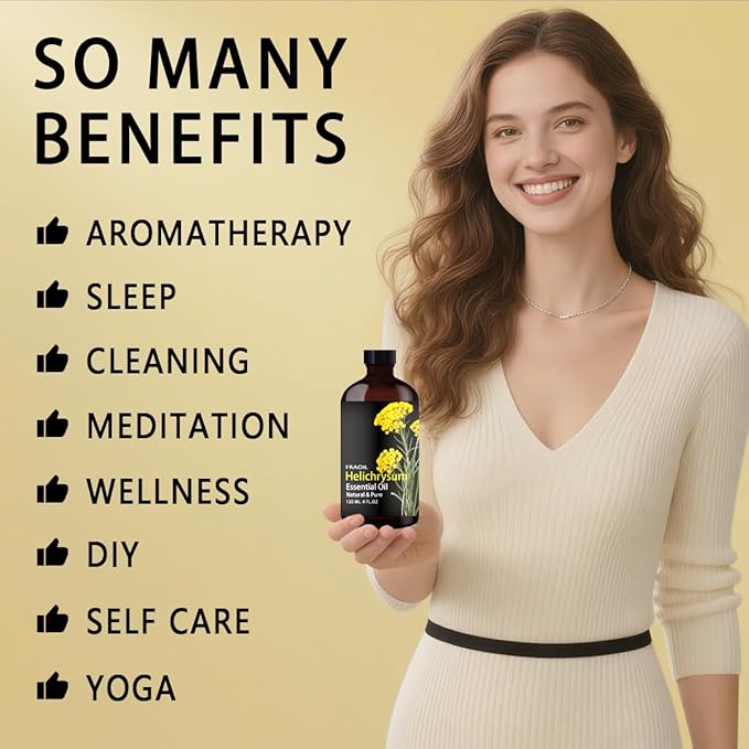 Helichrysum Essential Oil, Helichrysum Oil 4 Fl Oz 120ML for Diffuser Humidifier Yoga Cleaning DIY Candle Soap Making Perfume Gift for Women Essential Oils