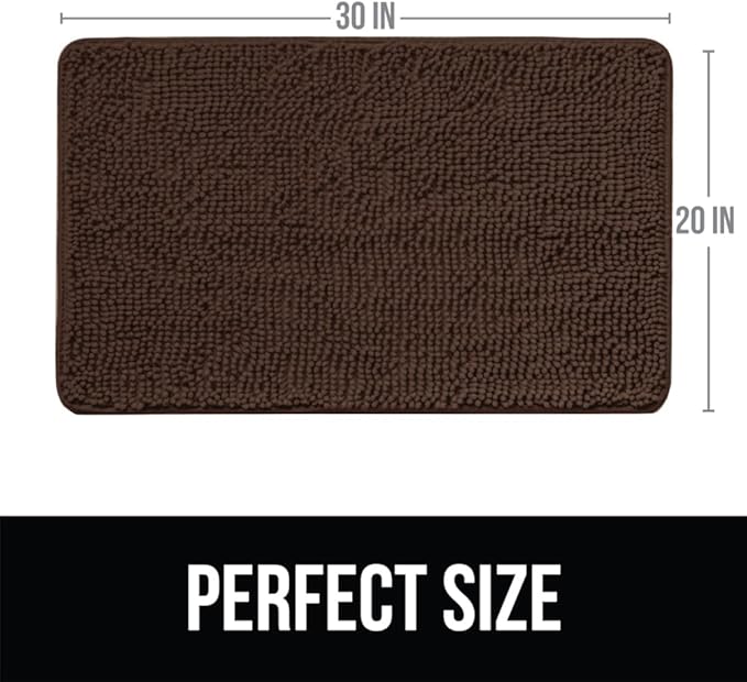 KANGAROO Bathroom Rugs, Chenille Soft Absorbent Bath Rug, Shaggy Shower Mat, Quick Dry Machine Wash Bathmat, Plush Carpet Mats for Tub, Bathtub and Room Home Decor Accessories, 30x20, Brown