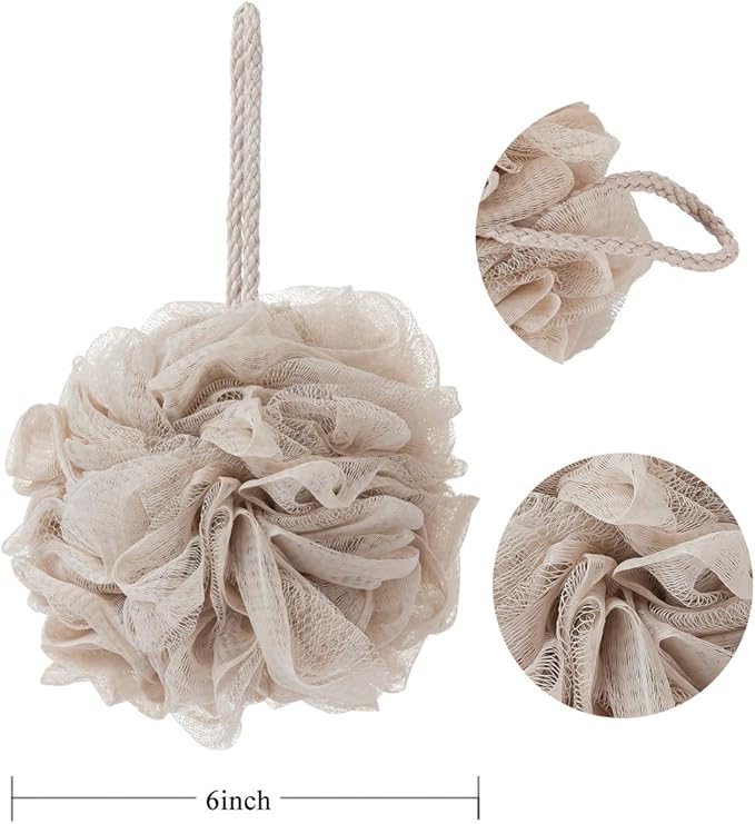 Bath Sponges, Shower Loofah for Body Exfoliation(3 pcs, Brown&Gray&Pink)