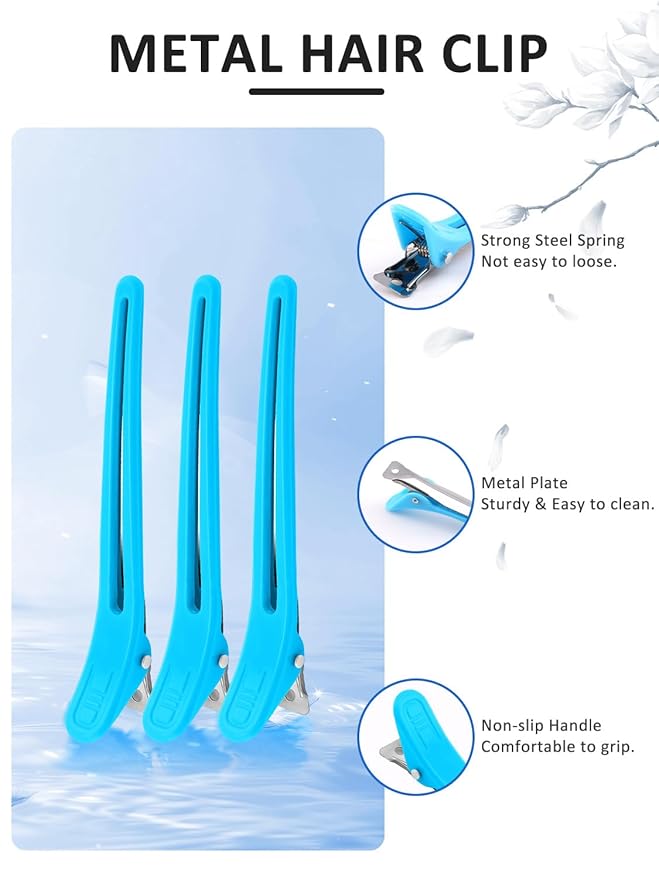 19PCS Hair Bleach Dye Kit with Hair Dye Brush and Bowl Whisk Hair Clips Protective Gear Set, Ideal for Hair Bleaching Coloring Highlighting, Essential Salon Supplies for Home Use (Blue)