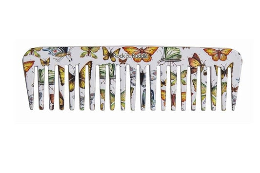 Rock & Ruddle Wide Tooth Comb. Perfect for Detangling Wet Hair and Applying Hair Color. Butterflies Design