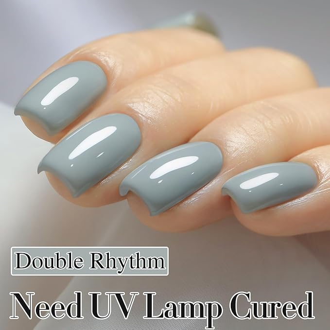 Double Rhythm 15ML Gel Polish Pure Sheer Same Color Same Bottle Soak Off Gel Polish Art Manicure Salon DIY at Home for Women (Milky Gray-A1464)