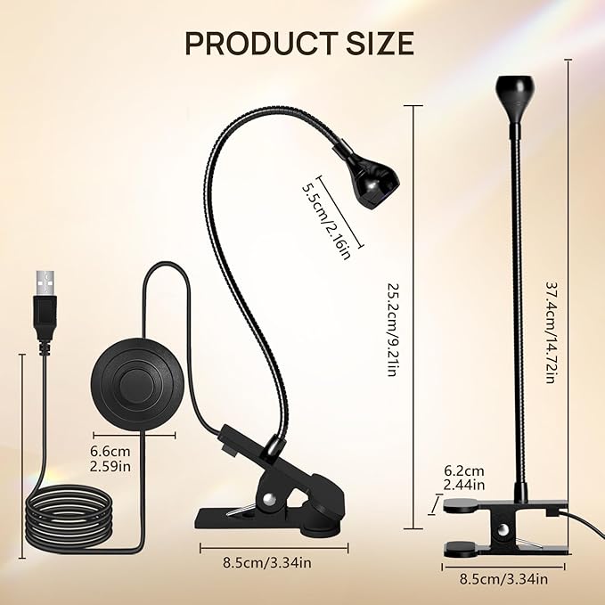 AORAEM UV LED Nail Lamp, Quick Drying UV Light for Gel Nails Foot Control LED Nail Cure Lamp, Flash Cure Light with Black Gooseneck and Clamp for Gel Nails