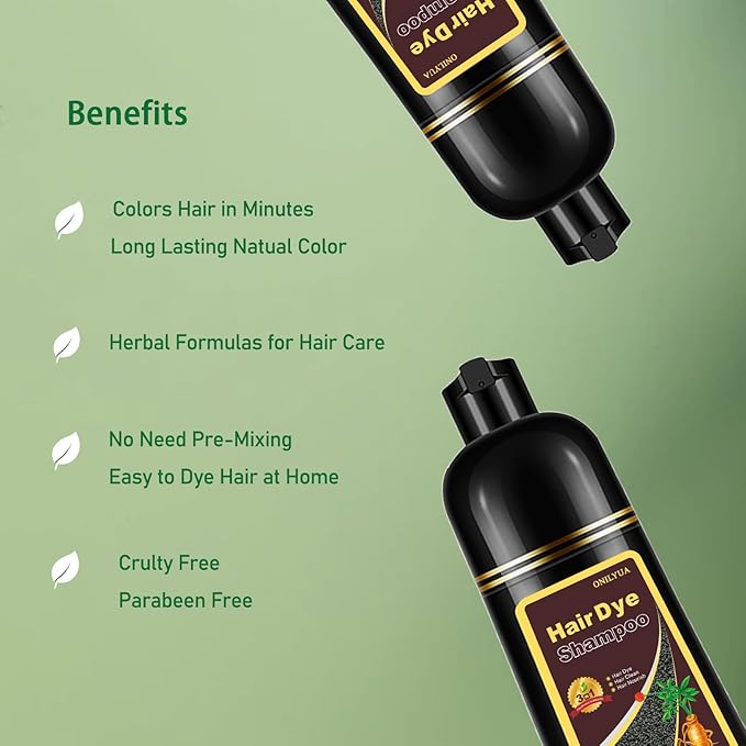 Blonde Brown Hair Color Shampoo for Women and Men, Instant Brown Hair Dye Shampoo 3 in 1, Shampoo Hair Dye Works in Minutes, Long Lasting Brown Hair Shampoo