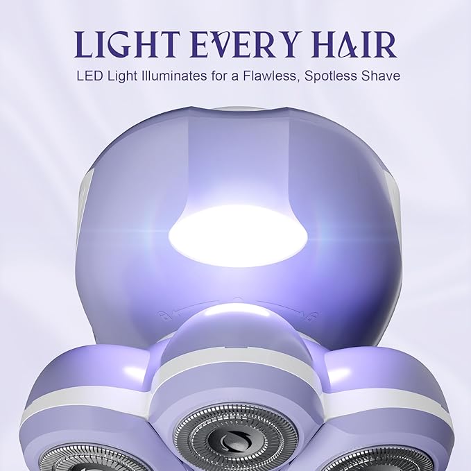 7D Electric Razor for Women: Fast & Painless Full-Body Shaver for Legs & Face – Waterproof Hair Remover with Light & Travel Cover – Wet/Dry Use, Smooth Close Shave, Birthday Christmas Gift