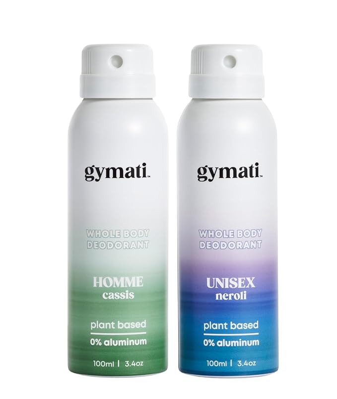 Gymati - Fitness Deodorant Spray - Men & Women - Aluminum-Free - All Day Odor Protection - Built For Sweat - Air-Powered - Vegan & Plant-Based - Made in USA - Homme + Unisex -3.4oz Travel Size -2 Pack