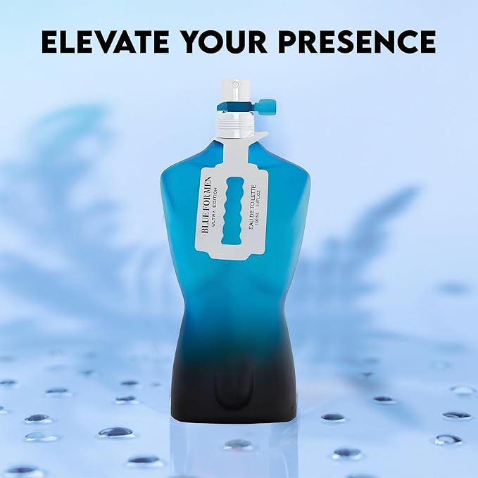 Blue For Men Ultra Sensual Woody Fragrance for Men | Long Lasting Cologne Aromatic Scent, Eau de Parfum Natural Spray - Great Holiday Gift, 3.4 Fl Oz/100 Ml