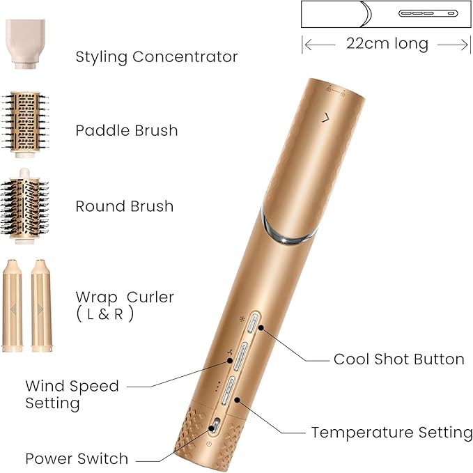 GLAMUP 5 in1 Flexible Styler Multi Air Curler - Advanced High-Speed Dryer, Magic Styler with Tight Grip, Fast Drying Travel Hair Tool, No Heat Damage, Gift Set