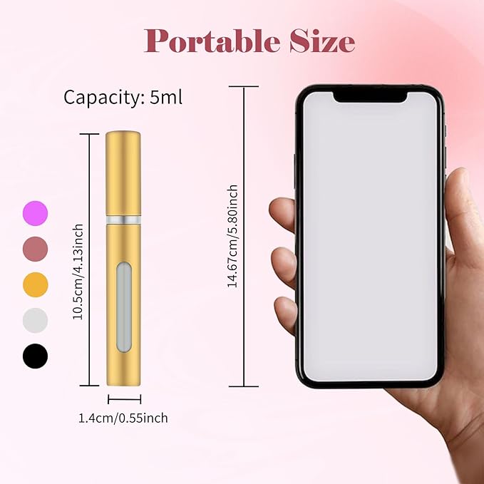 5pcs Mini Perfume Travel Bottle, Perfume Atomiser Refillable, 5ML Spray Bottles, Portable for Travel Holiday, Outdoor Activities and Business(Style 4)