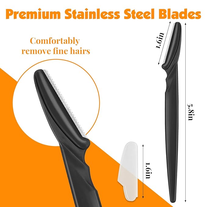 88 Pcs Eyebrow Razors & Face Razors for Women in Storage Jar – Black Color Dermaplane Razor for Women Face & Men, Safe Face Shaver with Protective Covers