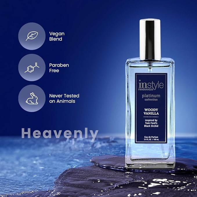 Instyle Fragrances, Platinum Collection, Woody Vanilla, Inspired by Tom Ford's Black Orchid, Unisex Eau de Parfum, CLEAN, Vegan, Paraben-Free, Never Tested on Animals, 3.4 Fluid Ounces