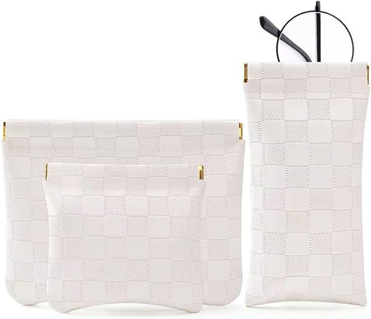 3PCS Small Makeup Bag for Purse，Waterproof Leather Portable Mini Makeup Bag,Snap Closure Organizer Pouch for Coin Cards Jewelry Lipstick Cosmetic Accessories，Small Travel Kit Storage Pouch