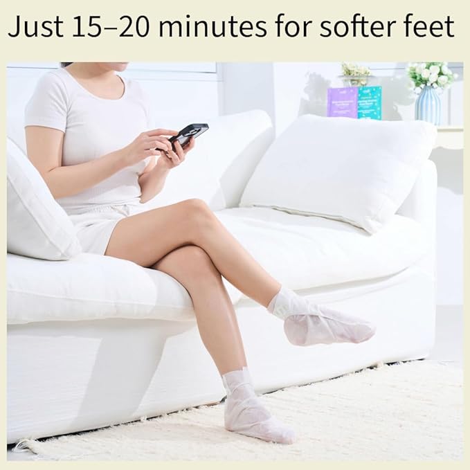 Relaxing Aroma Foot Mask 6 Pairs | Soothes & Restores Tired, Dry Feet | Hydrating Foot Treatment for Cracked Heels & Rough Skin | Home Spa Pedicure Socks | Made In Korea (Lavender)
