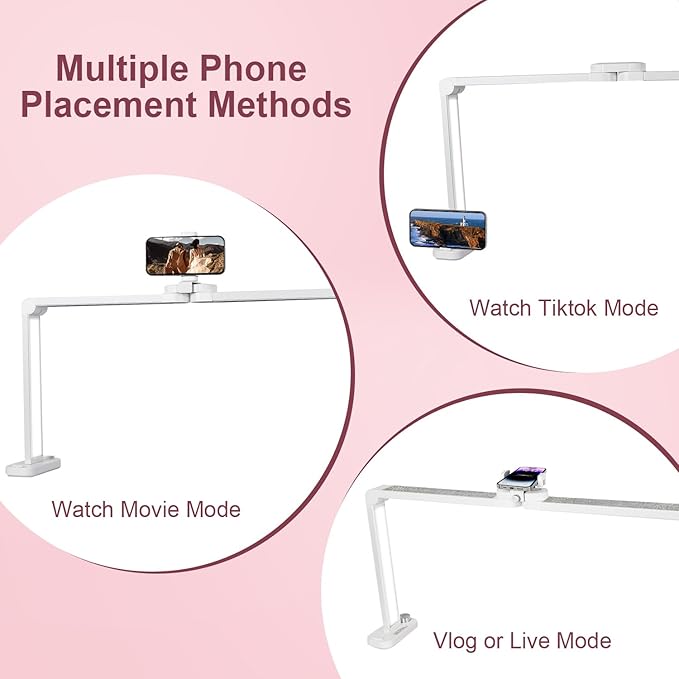 iVict Nail Desk Lamp, 34" Nails Tech Light with Phone Stand, 0-100% Adjustable Brightness, 3000K-6000K Color Temperature Led Desk lamp for Nail, Tattoos, Eyebrows, Beauty(Diamond, Large)