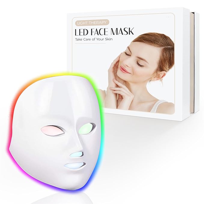 Red Light Mask for Face, 7 Custom Modes with Infrared, 850nm Infrared & Red Light Masks, Portable with Timer for Home Use