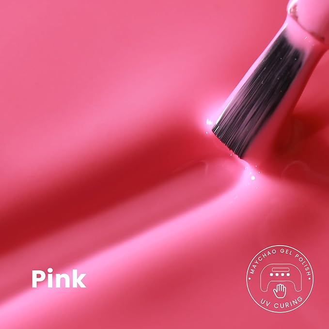 MAYCHAO 15ML Bright Pink Gel Nail Polish 1Pc Bubblegum Pink Gel Polish Soak Off UV LED Nail Polish Nail Art Starter Manicure Salon DIY at Home, 0.5 OZ