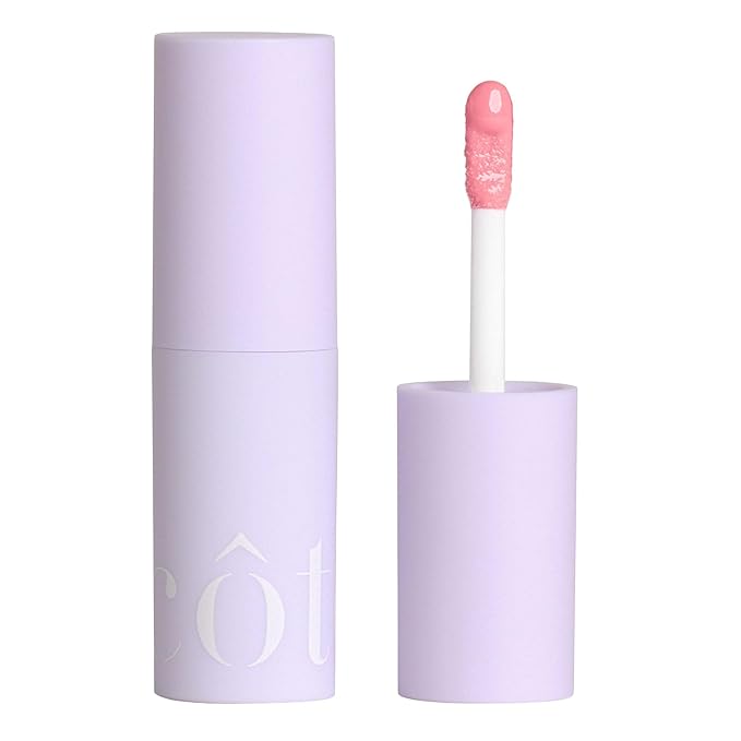 Cote Beauty's Peptide Lip Shine in Lyla, Ultra Hydrating & Long-Lasting Coral Plumping Lip Gloss for Women with Hyaluronic Acid, Shea Butter & Jojoba Oil, Vegan & Cruelty-Free, 0.12 Fl Oz
