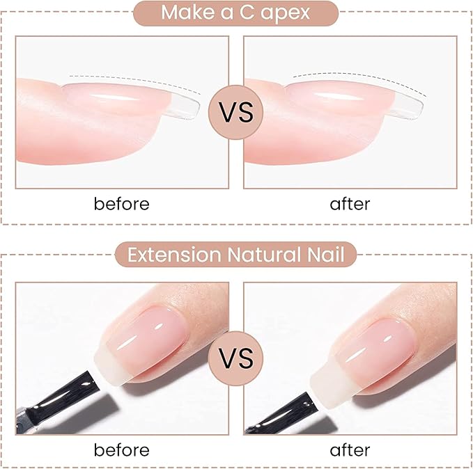 MAYCHAO 15ML Builder Nail Gel 5 in 1 Clear Builder Strengthener Gel Nail Polish for Nail Extension, Hard Builder Base Coat Rhinestone for Valtines Home Manicure, 0.5 OZ