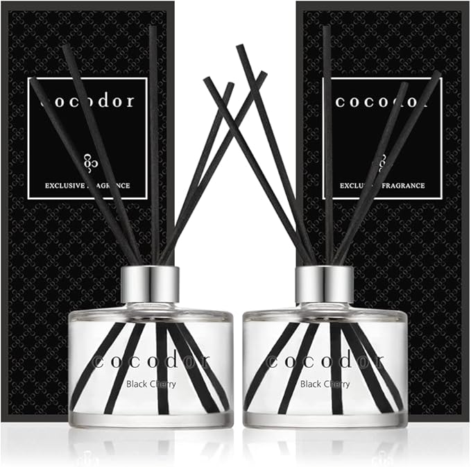 COCODOR Signature Reed Diffuser Set/Black Cherry / 6.7oz /2 Pack/Home Fragrance Diffuser, Oil Scent Diffuser for Bathroom Shelf Decor