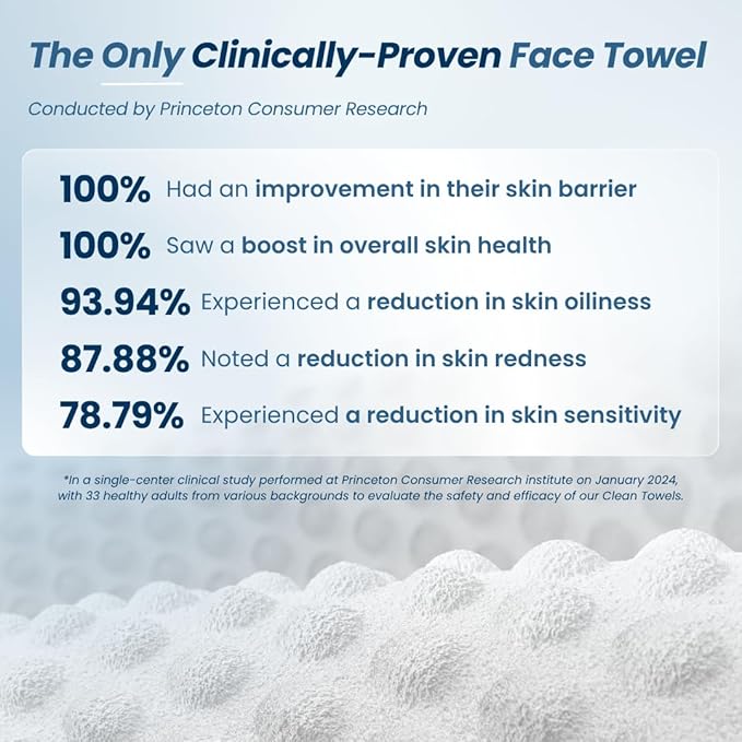 Clean Skin Club Clean Towels XL® Supreme, 100% USDA Biobased Face Towel, Disposable Face Towelette, Eczema Association Accepted, Thicker Textured Makeup Remover Dry Wipes, 1 Pack, 50 Ct